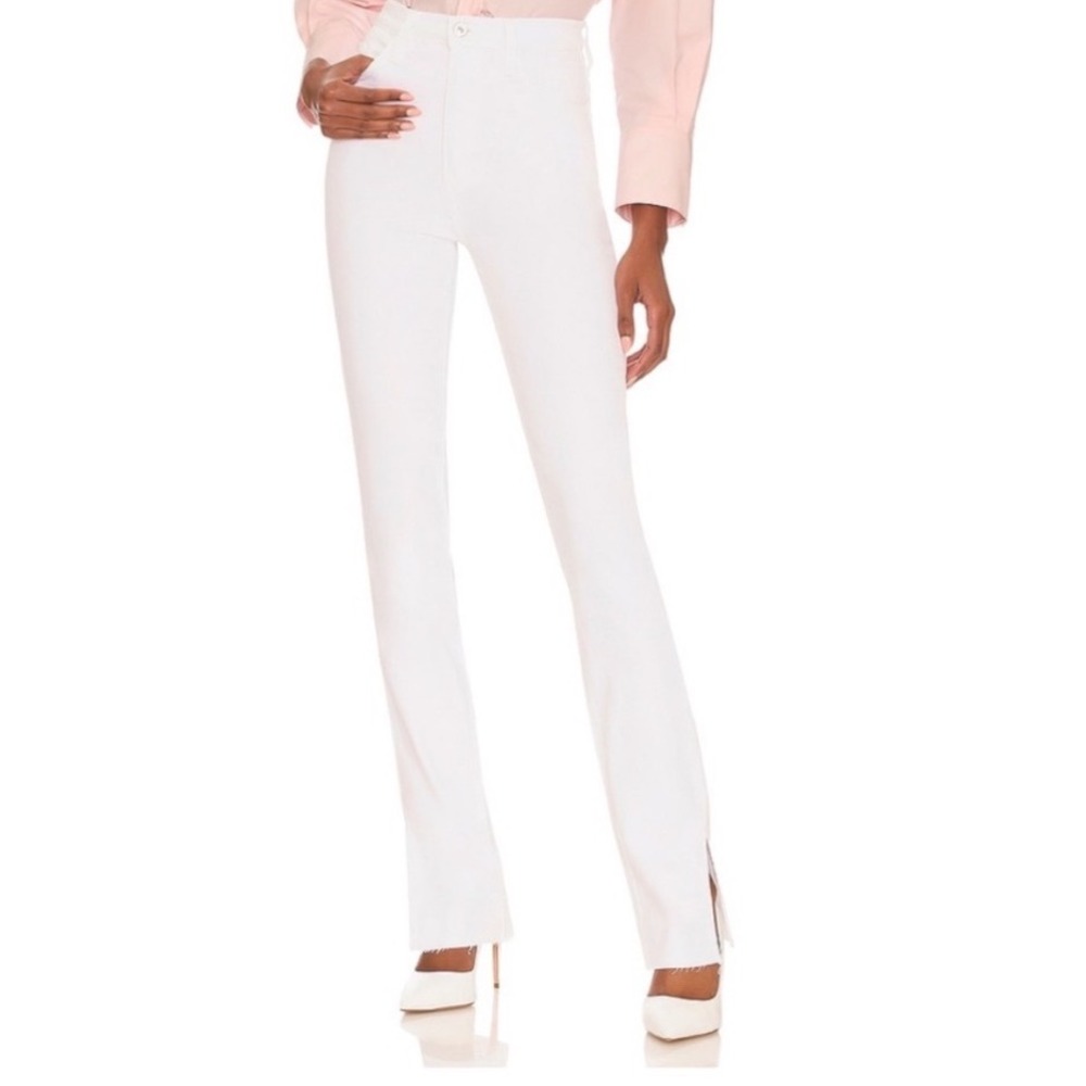 Favorite Daughter Ligarette Slim Flare Jeans Women 28 White High Rise Split Hem